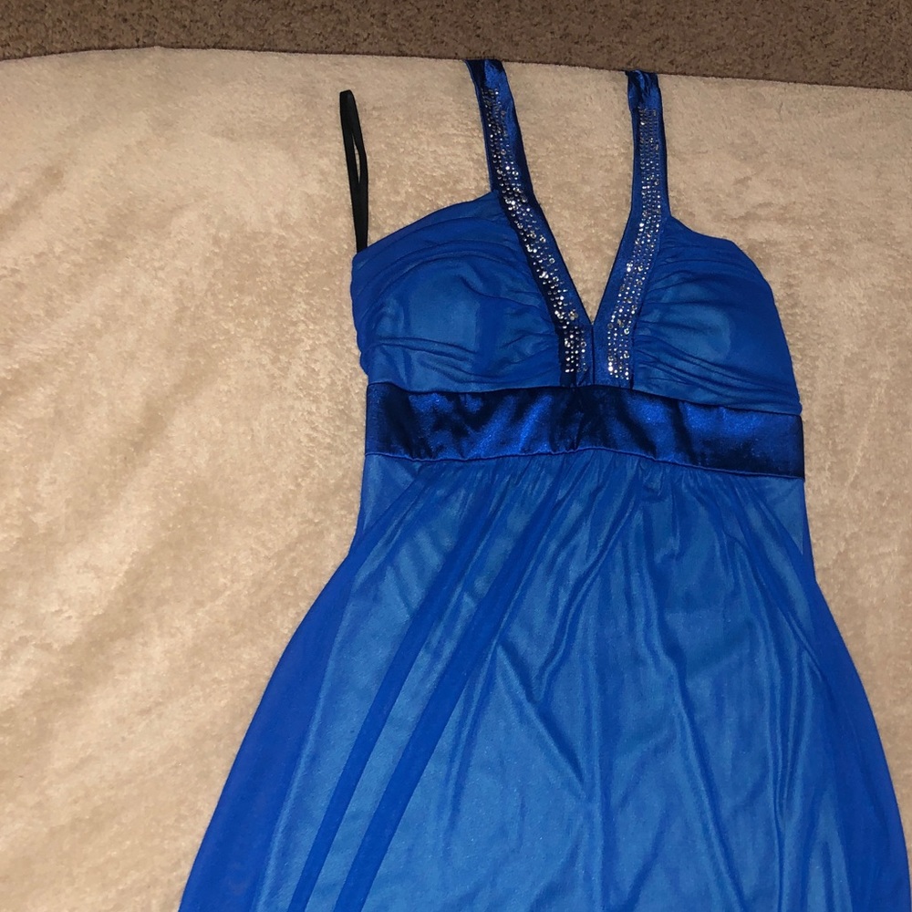 Juniors large blue sequence dress
